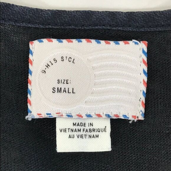 Anthropologie Postmark Linen Silk Pocket Tee Women's Size Small Black 9-H15 STCL - Picture 8 of 10